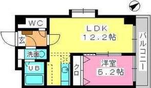 グロワール高宮(1LDK/3階)の間取り写真