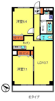 カームコート(2LDK/5階)の間取り写真