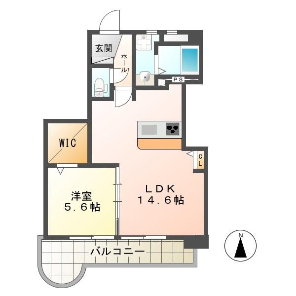 岐山ハイツ(1LDK/2階)の間取り写真