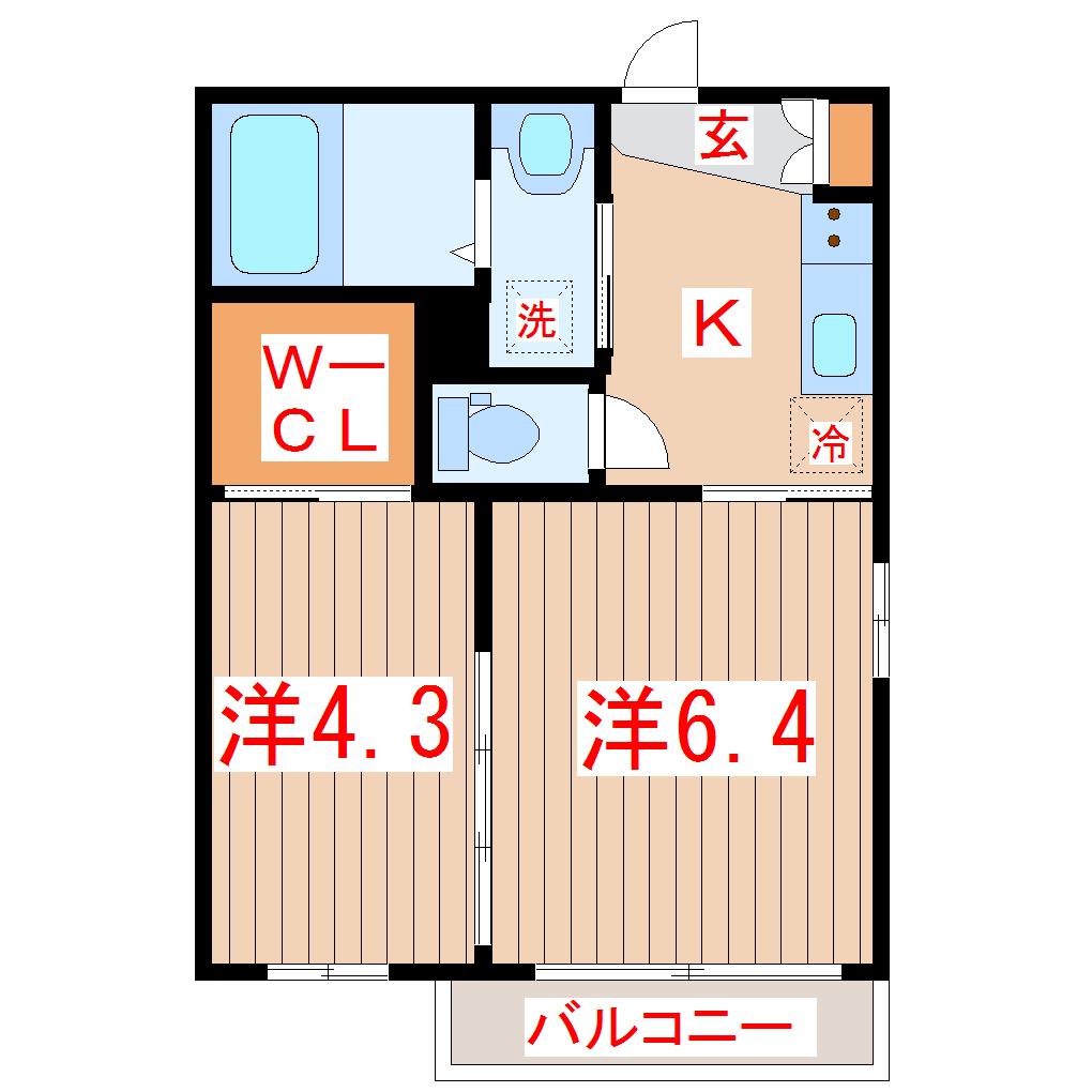 アルクスナバタ一番町(2K/1階)の間取り写真