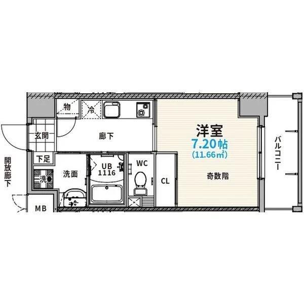 THE LOUNGE LINEAR GATE家賃ダウン(1K/8階)の間取り写真