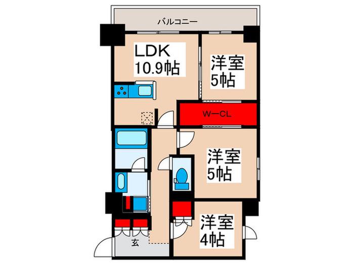 プラウドフラット西日暮里ディアージュ(3LDK/7階)の間取り写真