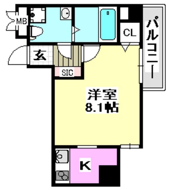 SERENITE千里丘(1K/2階)の間取り写真