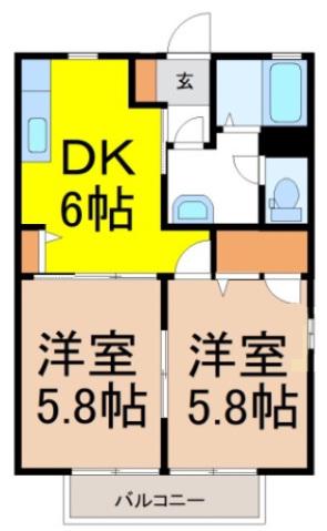 リージェントハウス(2DK/1階)の間取り写真