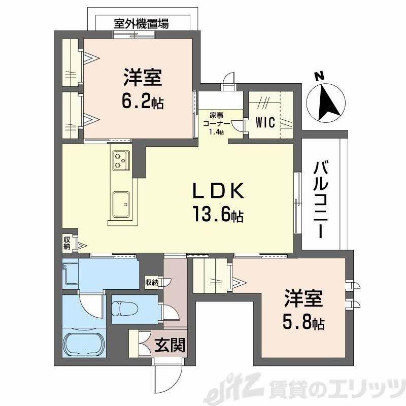 シャーメゾンひいらぎ(2LDK/2階)の間取り写真