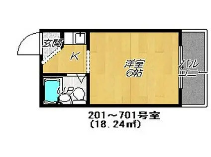 新深江大石パレス(1K/7階)の間取り写真