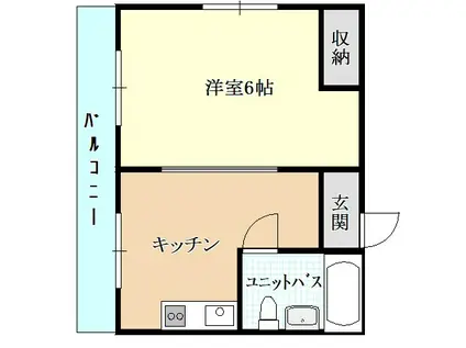 藤田第三ビル(1DK/3階)の間取り写真