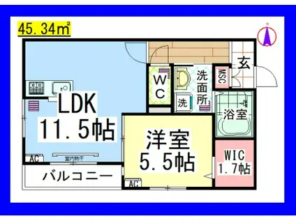 AF リトルウッズ中央林間(1LDK/1階)の間取り写真