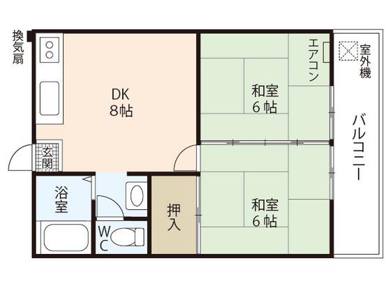 第一旭ビル(2DK/3階)の間取り写真