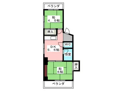 生田ビル(2DK/4階)の間取り写真