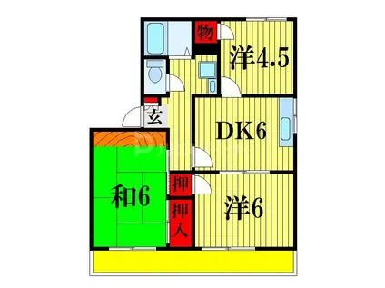 ブルーハイツアオキ(3DK/2階)の間取り写真