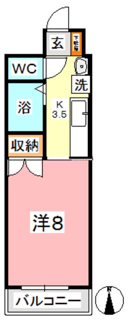 アークハイツ倉敷(1K/2階)の間取り写真