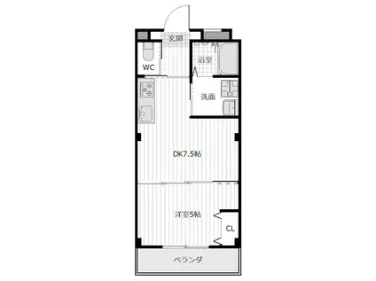 ピーススクエア八万II(1DK/2階)の間取り写真