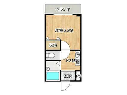 ミラノハイツ(1K/3階)の間取り写真