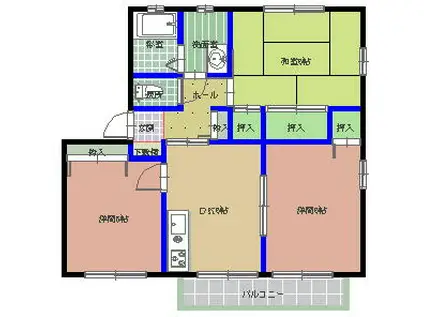 コンフォートハイツA(3DK/1階)の間取り写真