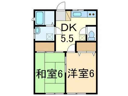 水口アパート(2DK/2階)の間取り写真