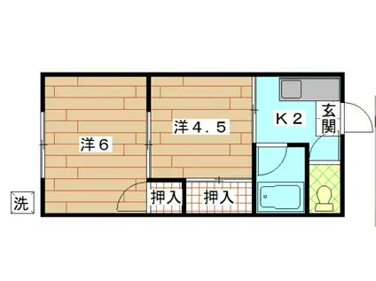 コーポ美鈴(2K/2階)の間取り写真