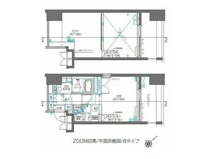 ZOOM目黒(ワンルーム/5階)の間取り写真