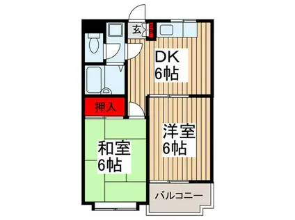 松本レジデンス(2DK/3階)の間取り写真