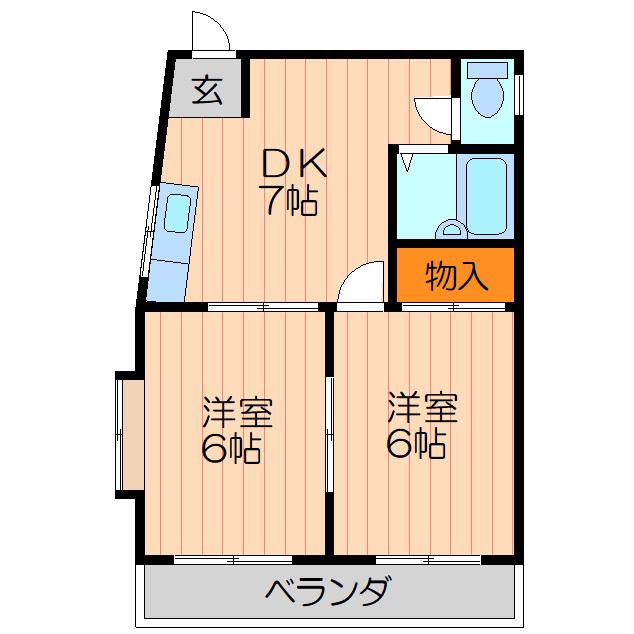 沖町ジュンハイツ(2DK/3階)の間取り写真