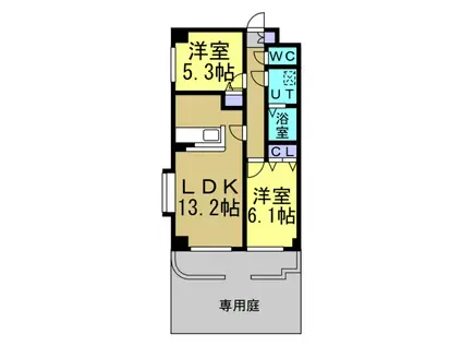 プリミエール井戸田(2LDK/1階)の間取り写真