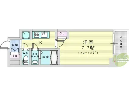 MJC大阪ラフィーネ(1K/6階)の間取り写真