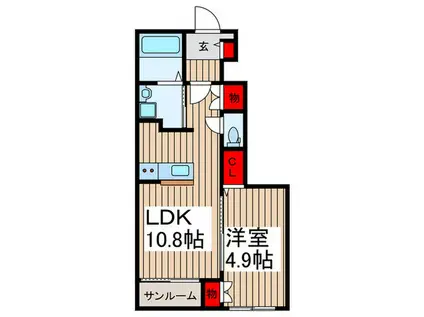 コンフォートハウス ポニー(1LDK/1階)の間取り写真