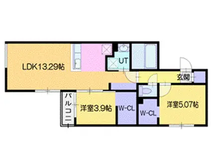 ラ・シュエットI(2LDK/4階)の間取り写真