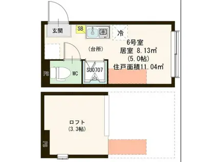 レギュームデテ成田東(ワンルーム/1階)の間取り写真