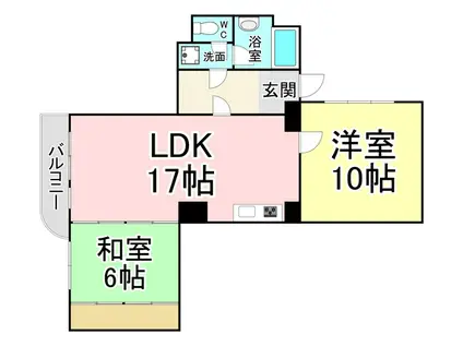 カーサ三萩野(2LDK/3階)の間取り写真