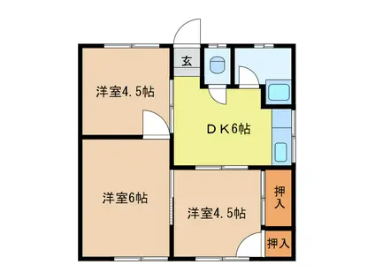 藤井アパート(3DK/1階)の間取り写真