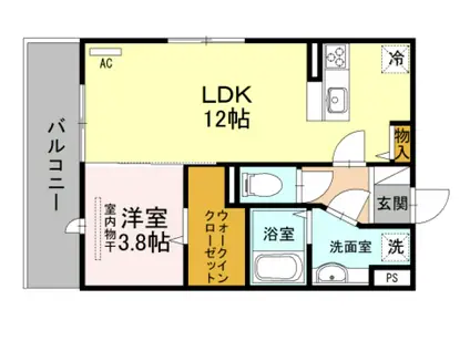 D-ROOM東那珂(1LDK/3階)の間取り写真