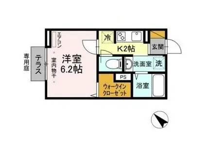 ＪＲ京葉線 新浦安駅 徒歩15分 3階建 築3年(1K/1階)の間取り写真