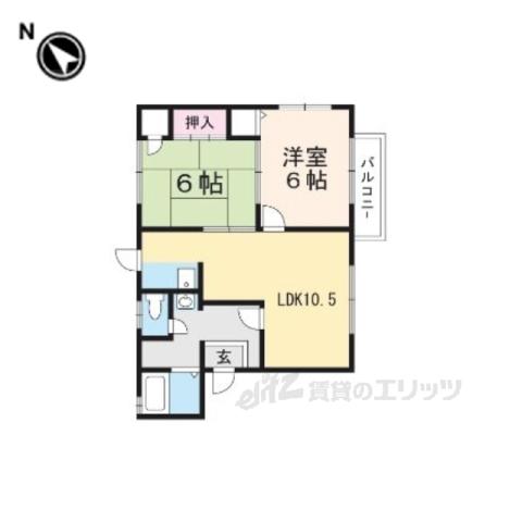 フォレスト篠(2LDK/1階)の間取り写真