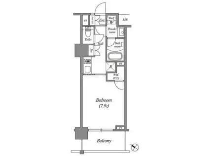 ザ・レジデンス赤坂檜町(1K/6階)の間取り写真