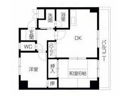 ウェルネス多賀(2DK/4階)の間取り写真