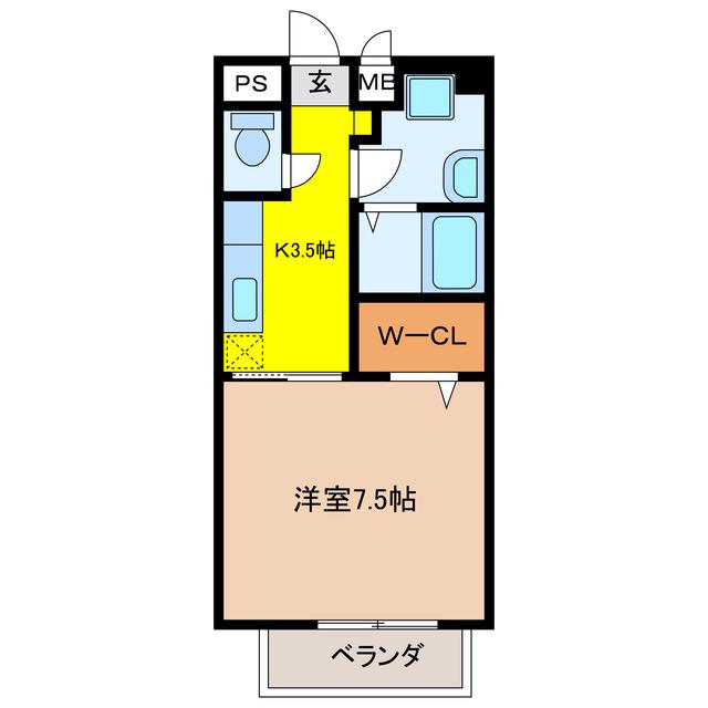 エクシオ イブキ(1K/1階)の間取り写真