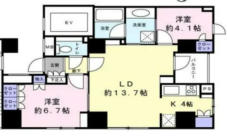 サンクタス銀座 4階階 間取り