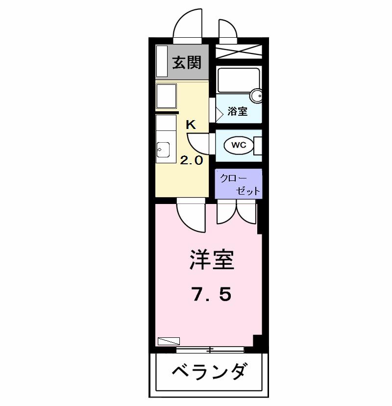 ヴィクトワール(1K/1階)の間取り写真