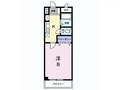ベルウッドS(1K/2階)の間取り写真