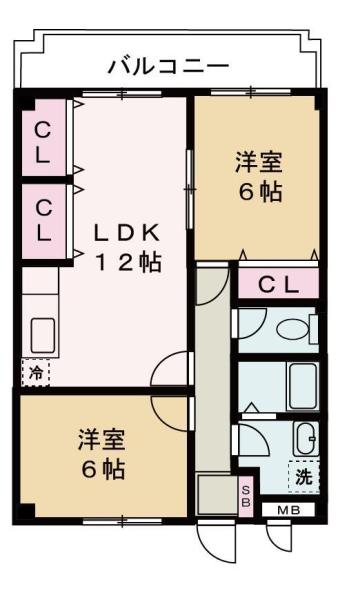 メゾンウィステリア(2LDK/4階)の間取り写真
