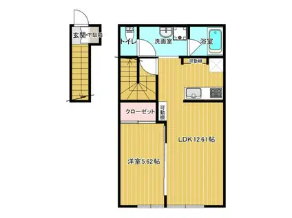 JERICHO B(1LDK/2階)の間取り写真