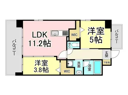 コンダクトレジデンスSANGAMORI(2LDK/4階)の間取り写真