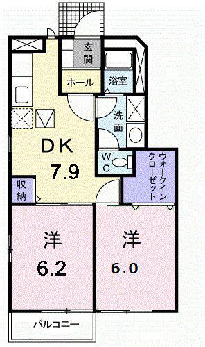 レジデンス 24 A棟(2DK/1階)の間取り写真