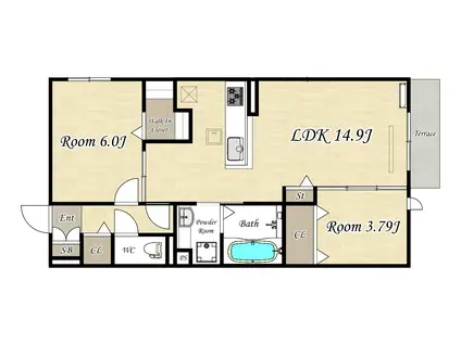 PRATIQUE LA TESHIMA(2LDK/2階)の間取り写真