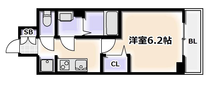 プレサンス大国町ブライス(1K/10階)の間取り写真