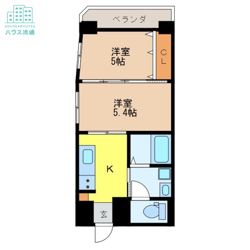 スカイコート西山(2K/9階)の間取り写真