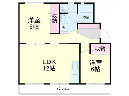 ハイツみのる(2LDK/3階)の間取り写真
