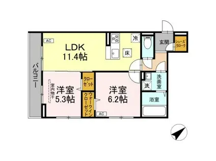 BLANC CUBE(2LDK/1階)の間取り写真