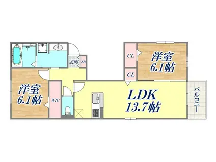 D-ROOM本山北町(2LDK/1階)の間取り写真